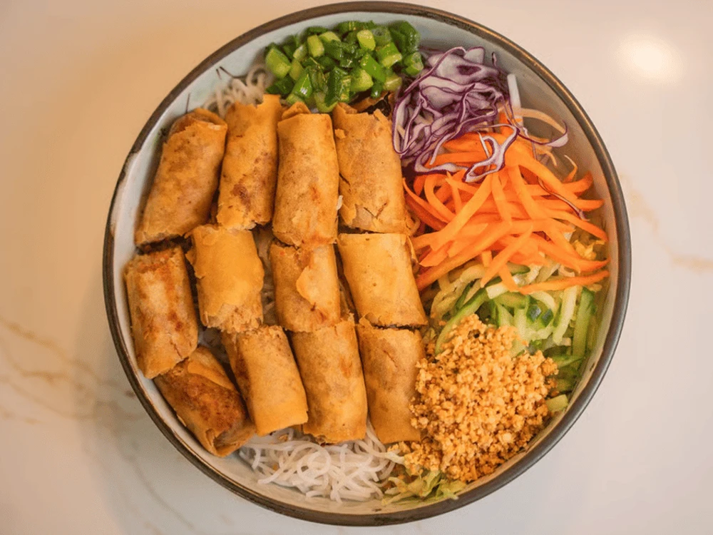 Spring Rolls on Vermicelli at Golden Bell Richmond Calgary